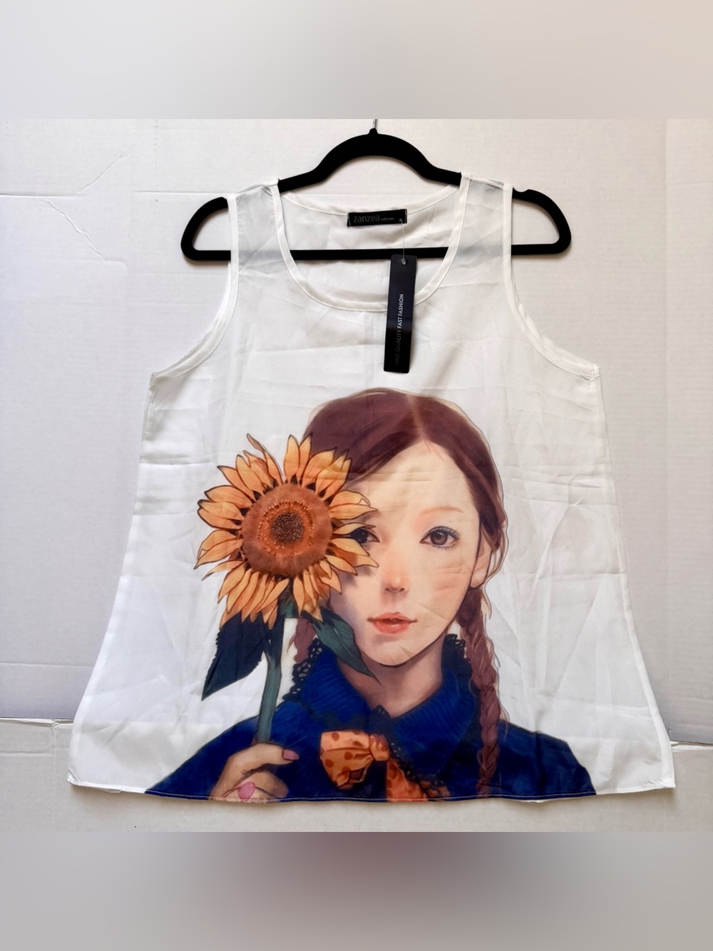 SUNFLOWER GIRL TANK SCOOP NECK TOP SIZE XL NWOT
